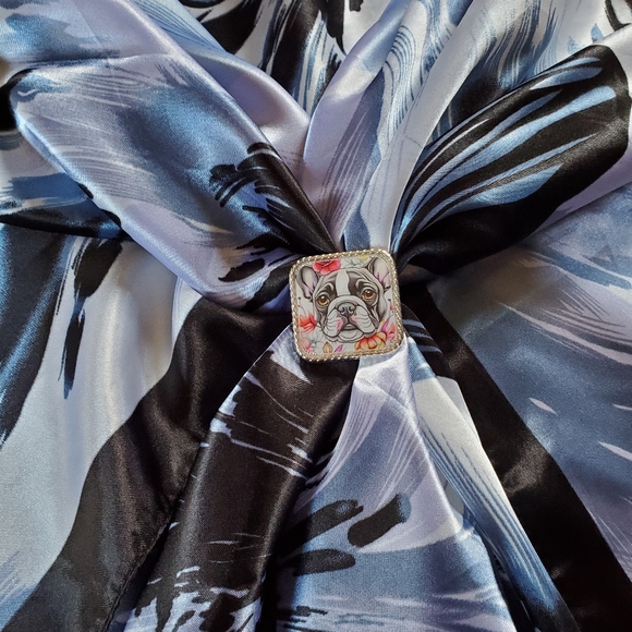 Western scarf slide,scarf slide bling concho, wild rag slides, Frenchie lover - Picture 2 of 3